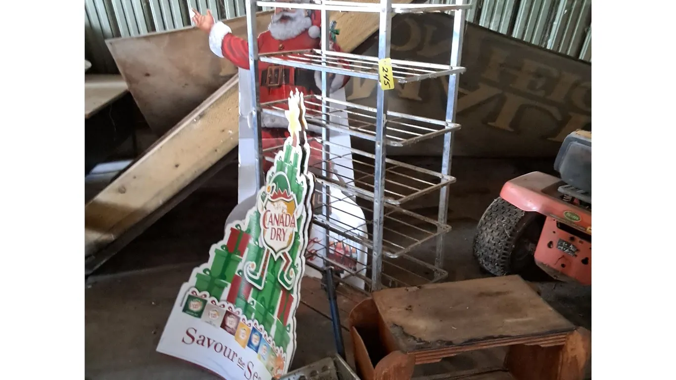 Metal Rack, Wooden TV Stand, Coke Cutouts, Mop Wringer, Picnic Basket, Misc.