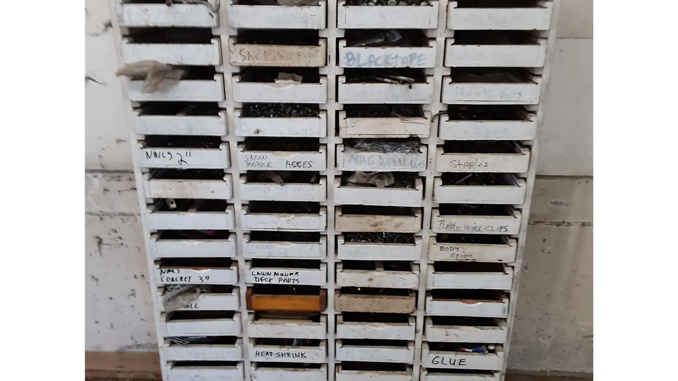56-Compartment Bulk Bin w/Contents