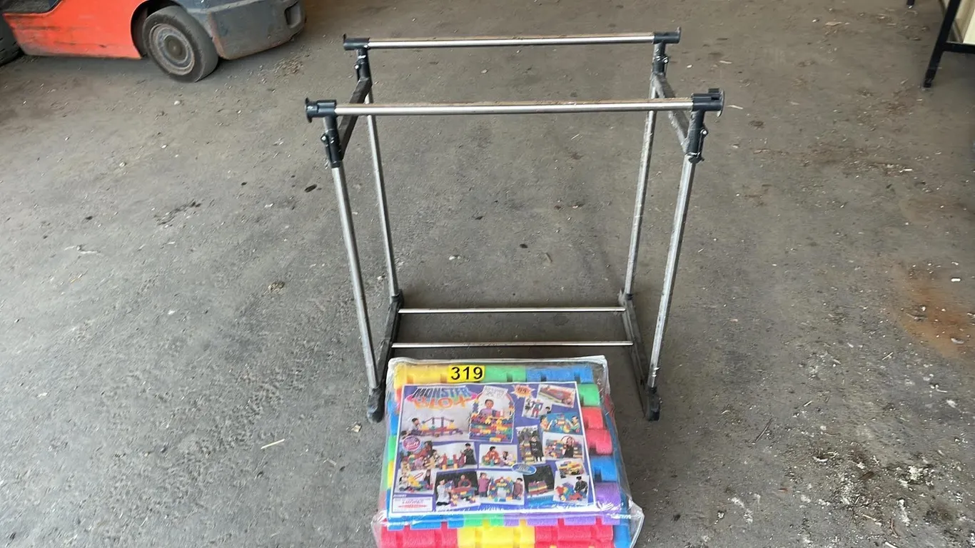 OFFSITE - 1 set of Monster Blocks , new, and used adjustable clothes rack