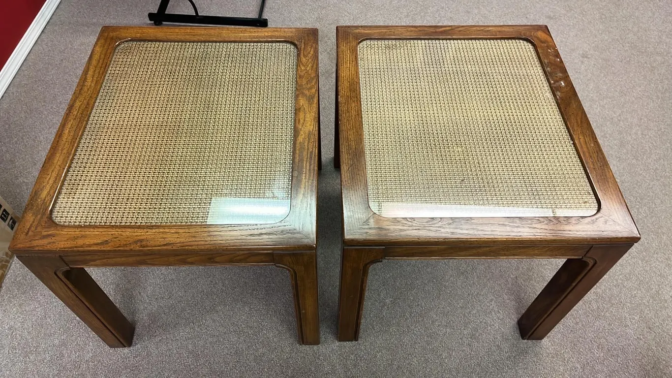 OFFSITE - 2 end tables, 22”x26”x21” tall,