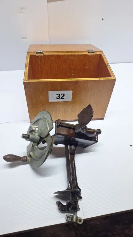 Vintage hand crank meat slicer