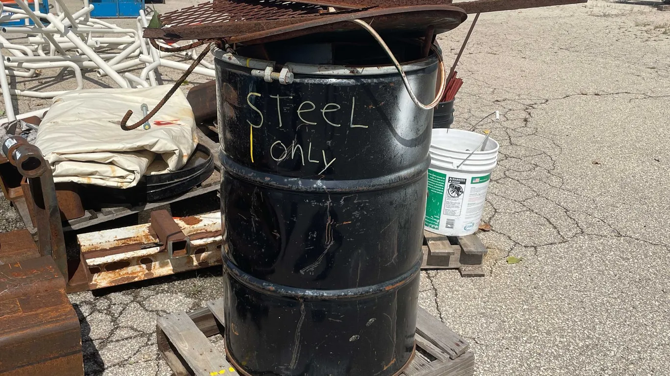 Metal Barrel with Scrap Metal Contents