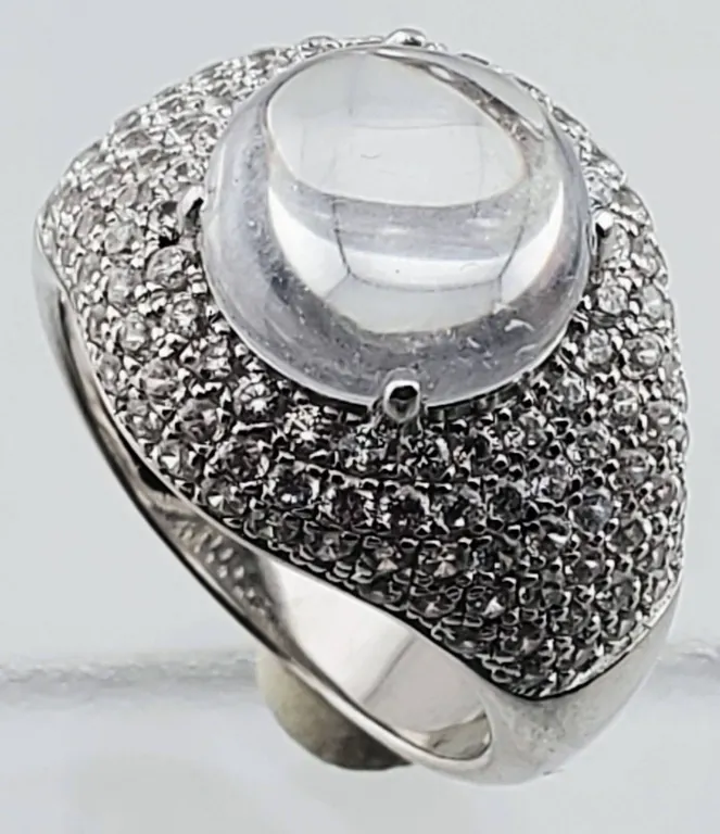 Sterling Silver CZ Cocktail Ring (Size 6.5)