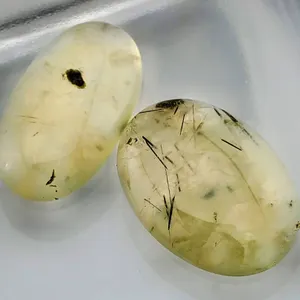 Prehnite with Epidote Pair (45.7 ct total, 25×17 mm & 25×15 mm)
