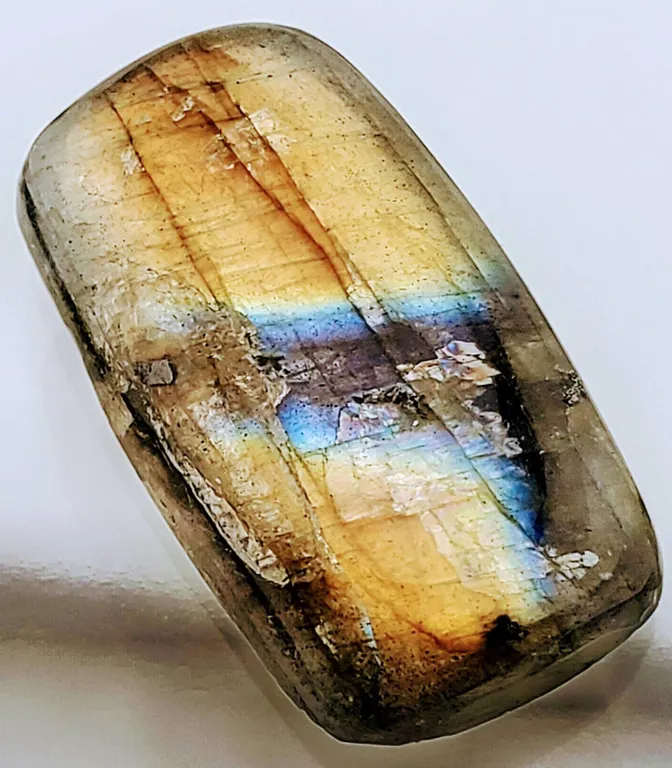 Labradorite Rectangular Cabochon, 29.1ct, Gold/Blue Brand