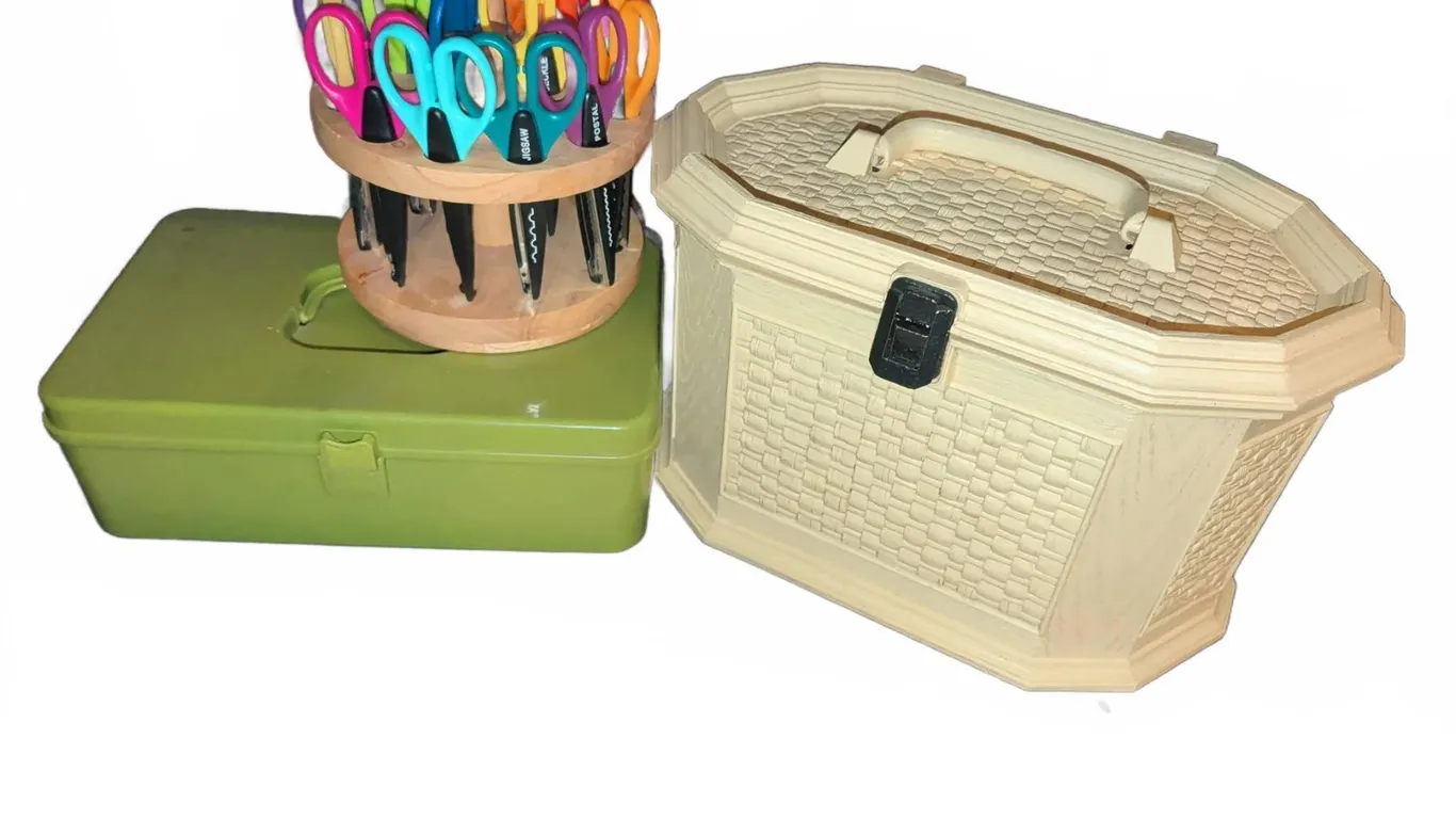 Sewing Supplies With Thread, Scissors, Cases and Notions