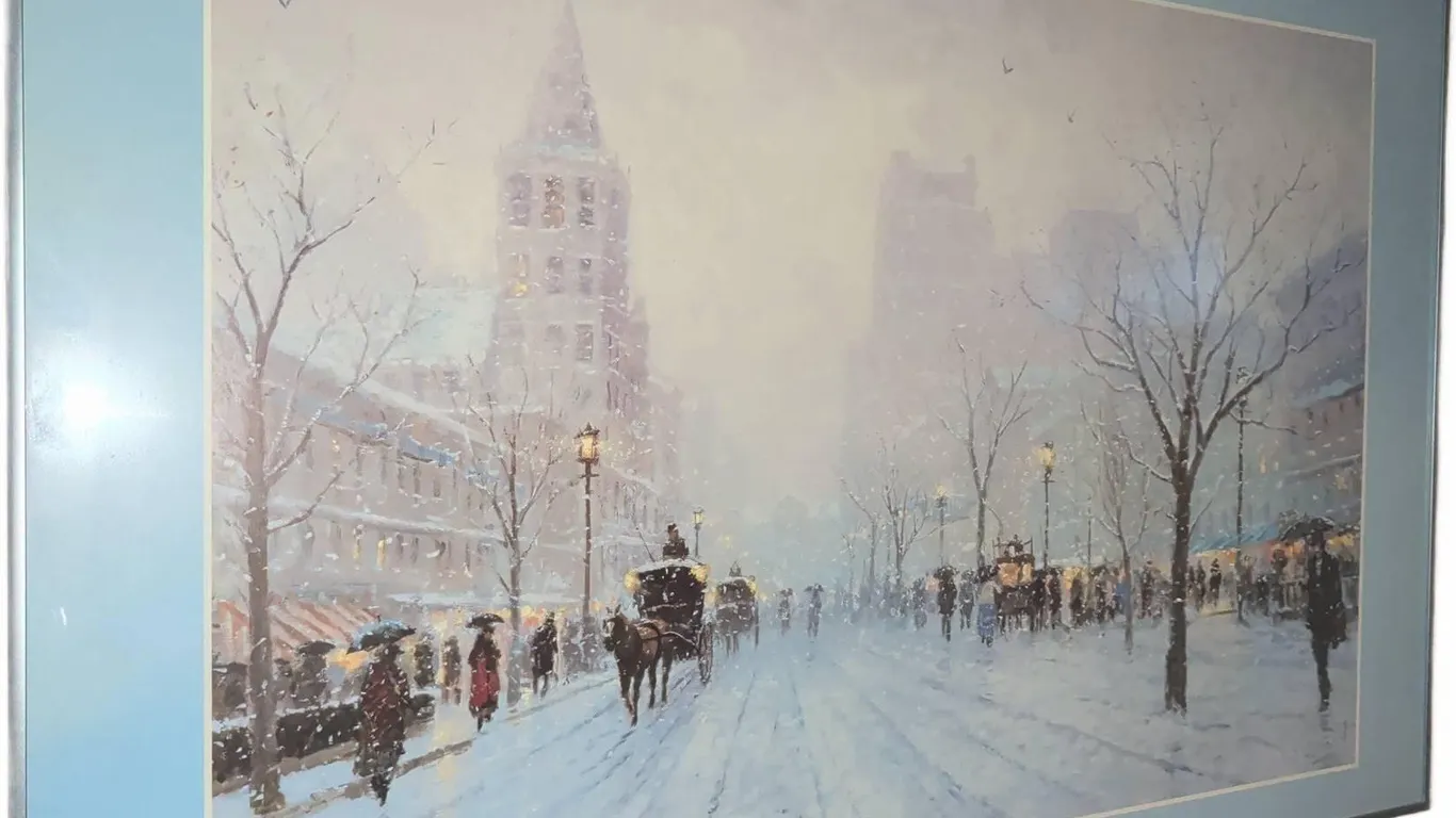 Robert Girrard "Blue Boulevard" Framed Art Print
