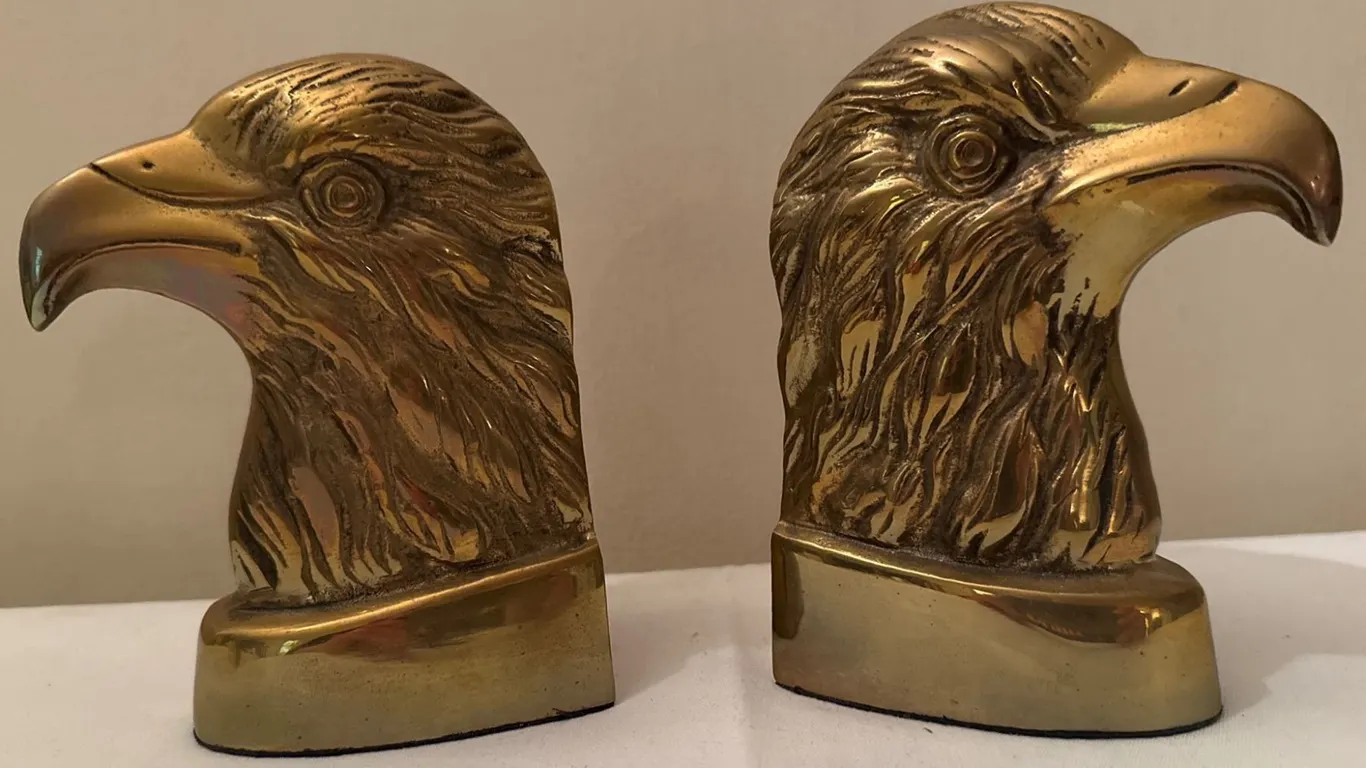 Brass Eagle Head Bookends