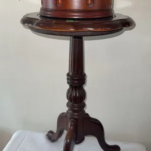Wooden Poker Chip Carousel Set on Tripod Pedestal Table