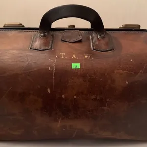 Brown Leather Gladstone-Style Doctor's Bag with Monogram