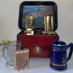 Barware, Coca-Cola Tray, BYU Mug, and National Geographic CD Set