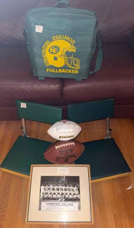 Edmonton Eskimos Memorabilia Lot Including Signed Footballs, and more