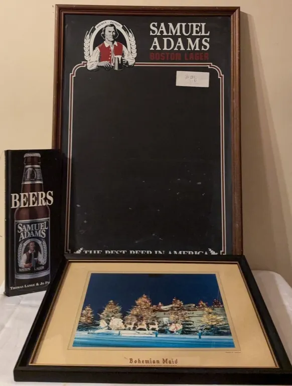 Breweriana: Samuel Adams Board, Book, Bohemian Maid Art, Key Holder