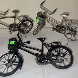 3 Metal Bicycle Miniatures with Basket Details