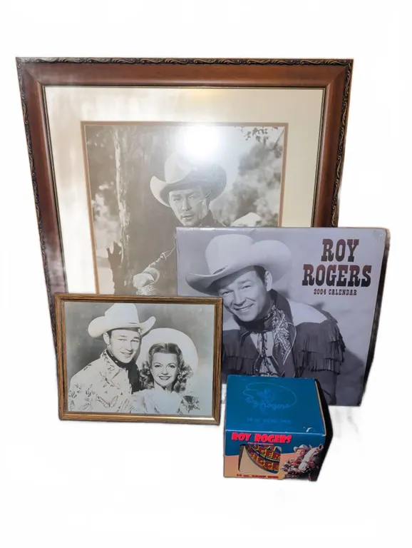Roy Rogers Memorabilia Lot: Framed Photos, 2004 Calendar, and Camp Mug