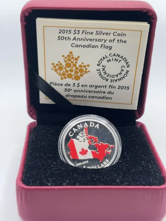 2015 RCM $3 Pure Silver Coin, Canadian Flag 50th Anniversary