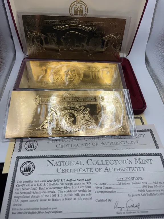 National Collector's Mint 24K Gold Leaf Bills Set