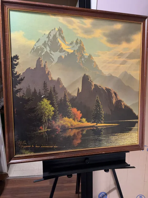 Framed Mountain Landscape Print 32.5 x 32.5