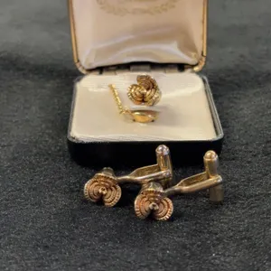 Jostens Gold Tone Cufflinks and Tie Tack Set