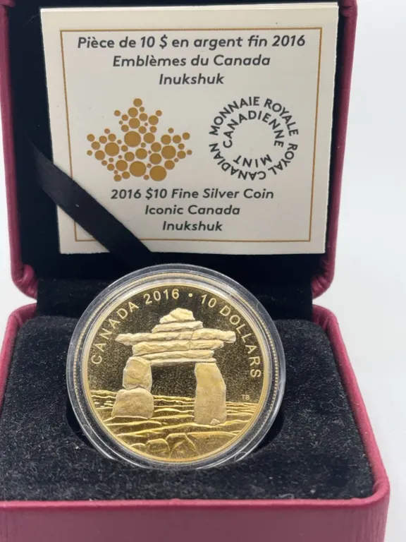 2016 RCM $10 Pure Silver Inukshuk Coin, Iconic Canada