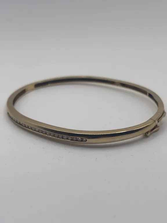 10k Gold Bangle Bracelet with Diamond Accents 9.91g