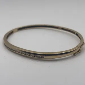 10k Gold Bangle Bracelet with Diamond Accents 9.91g