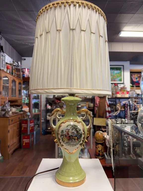 Porcelain Table Lamp with Classical Scene