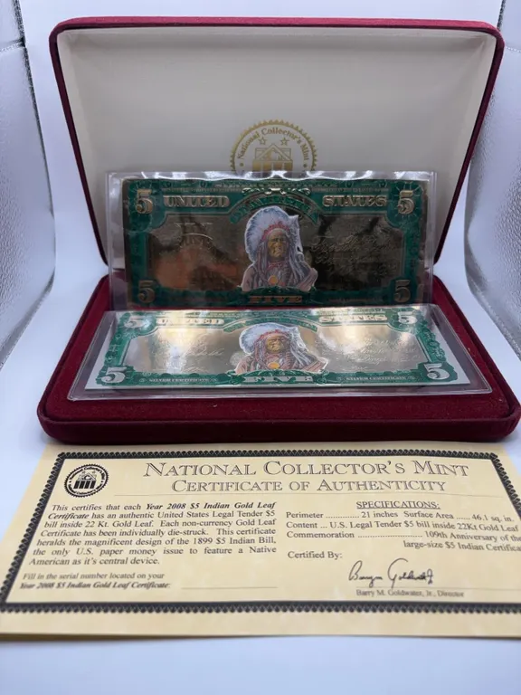 2008 $5 Indian Gold Leaf Certificate Set