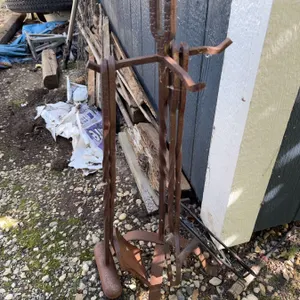 Rustic Wrought Iron Fireplace Tool Set with Stand
