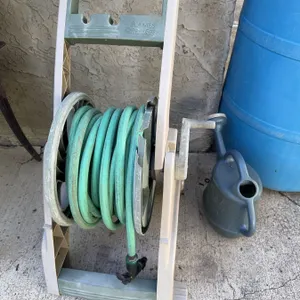 AMES Plastic Garden Hose Reel Cart With Hose