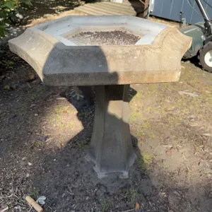Hexagonal Concrete Birdbath with Pedestal Base