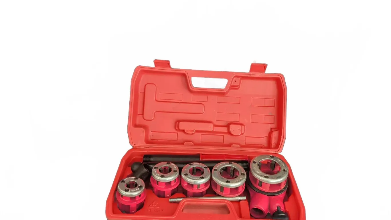 Ryobi Drill Bit Set with Red Pipe Threading Kit in Cases