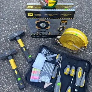 Hand Tool Lot with CAT LED Worklight, Duck Tape, Hammers, and Tool Kit