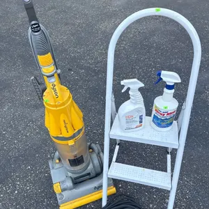 Dyson DC07 Upright Vacuum, White Step Ladder, Extension Cord, and Cleaners