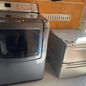 Maytag Bravos XL Electric Dryer with Two Storage Pedestals