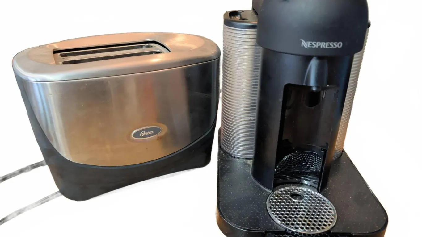 Nespresso Breville Vertuo Coffee Machine and Oster Toaster