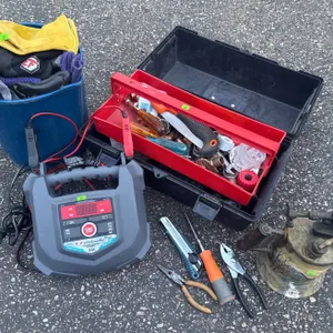 Tools Lot with Battery Charger and Blowlamp