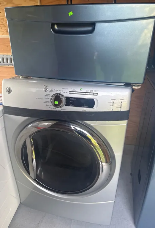 GE Front Load Electric Dryer with Pedestal Storage Drawer