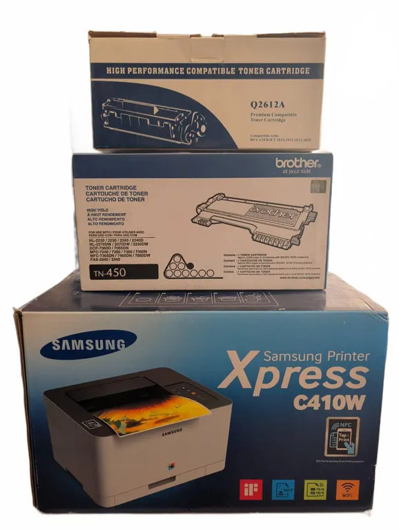 New Samsung Xpress C410W Printer with Toner and Drum Units