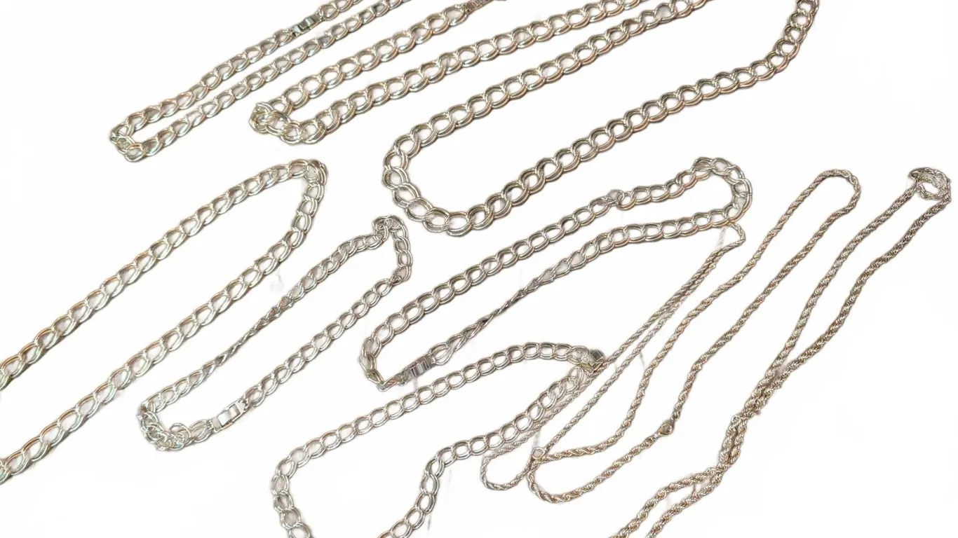 7 Gold Tone Costume Chain Necklaces
