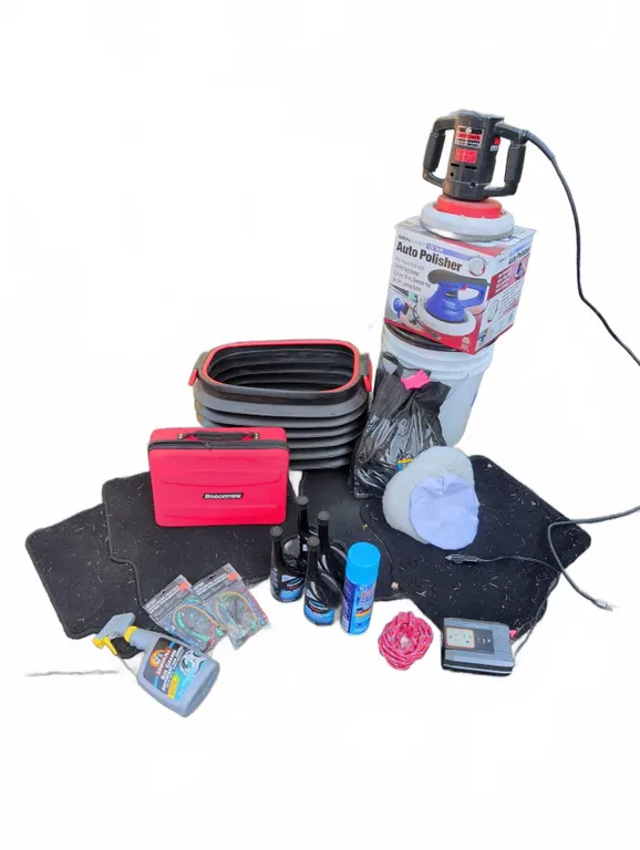 Automotive Cleaning and Care Lot With Tools and Supplies