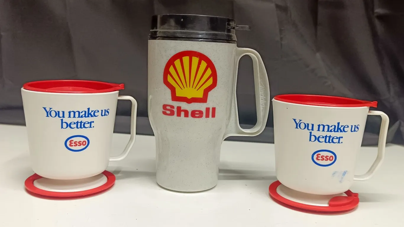 3 Mugs With Petro Logos - Esso and Shell
