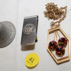 Money Clip, “Bruce” Bell, Necklace w/ Pendant