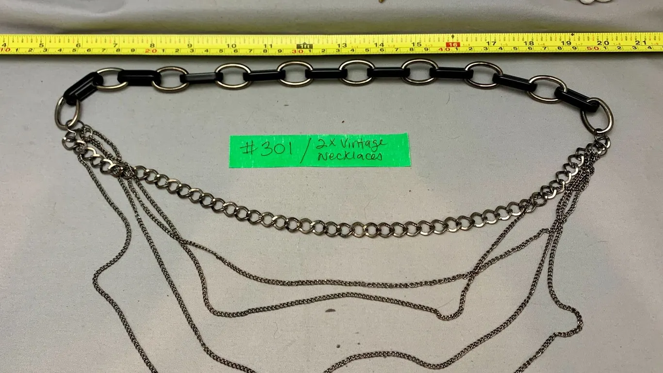 (2) Vintage Costume Jewelry Necklaces (Black & White)