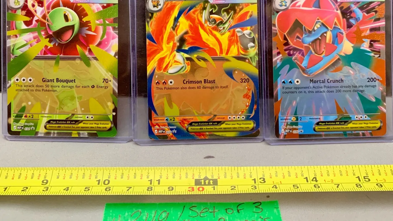 Set of (3) Pokémon Mega Promo Holo Cards – MINT