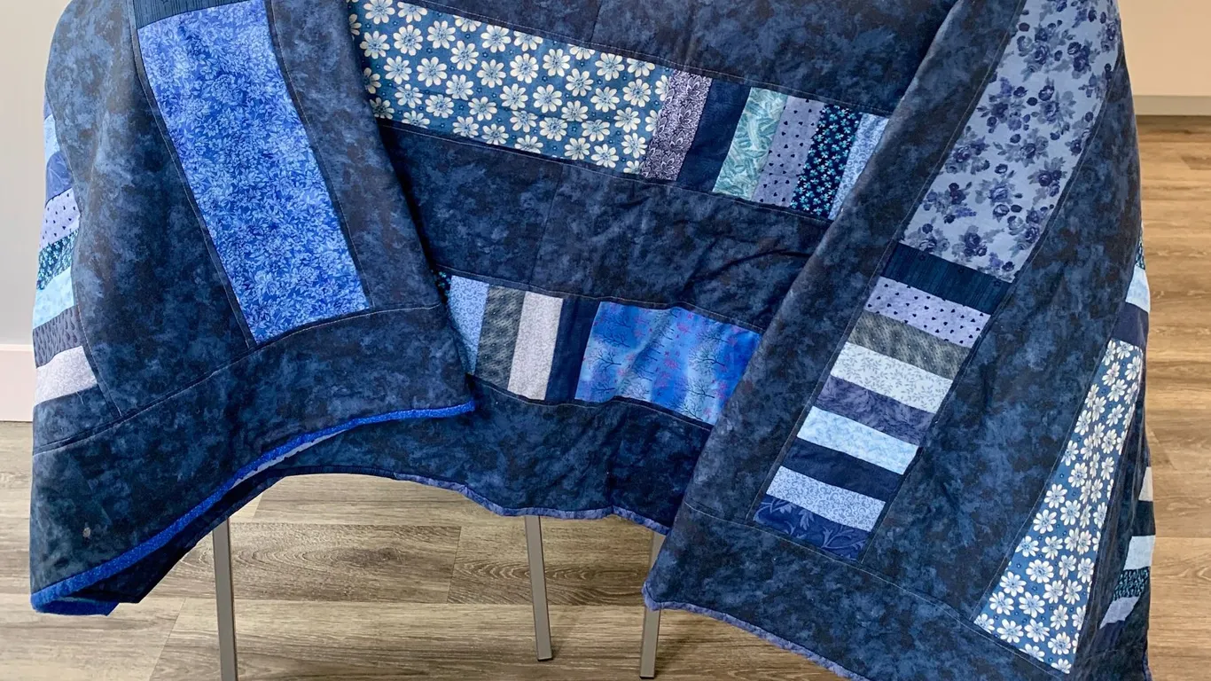 Hand Crafted Quilt, 54” x 88”. Cotton Top & Flannel/Soft Cotton Inside –