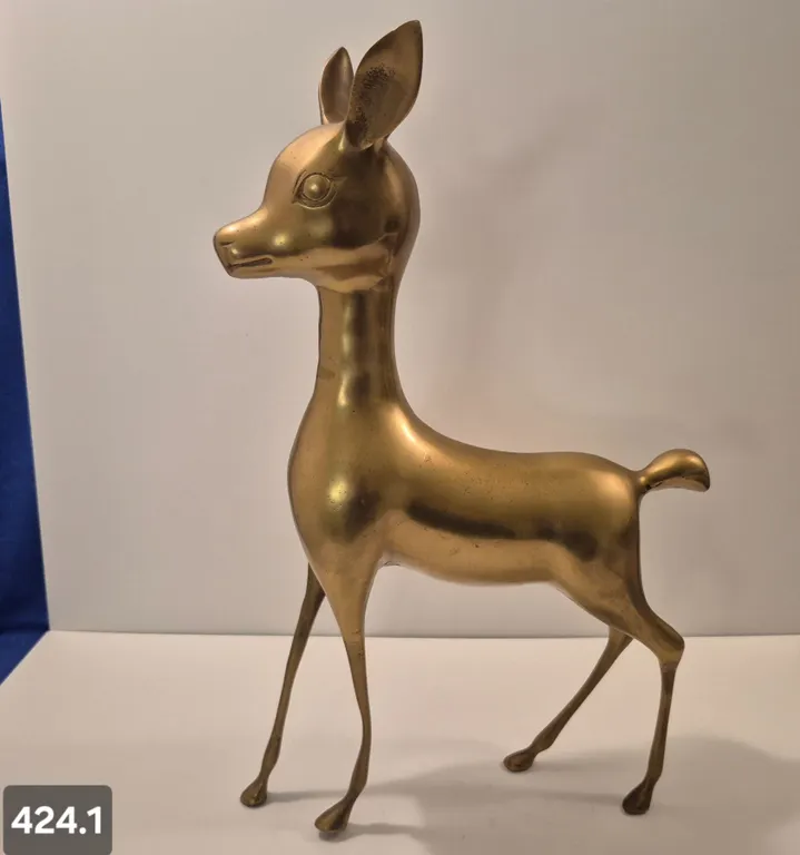Large MCM solid brass stylized deer, 16 inches tall