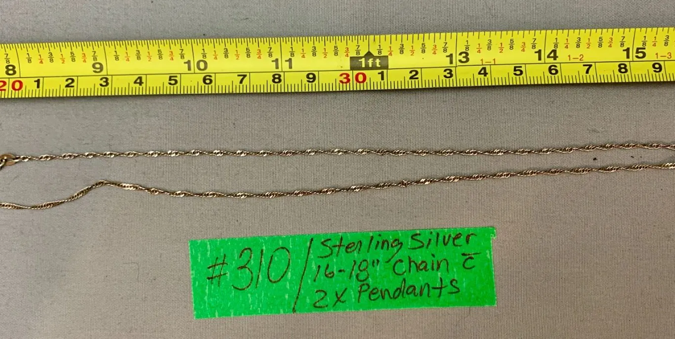 18” Sterling Silver “925” Chain & (2) Pendants