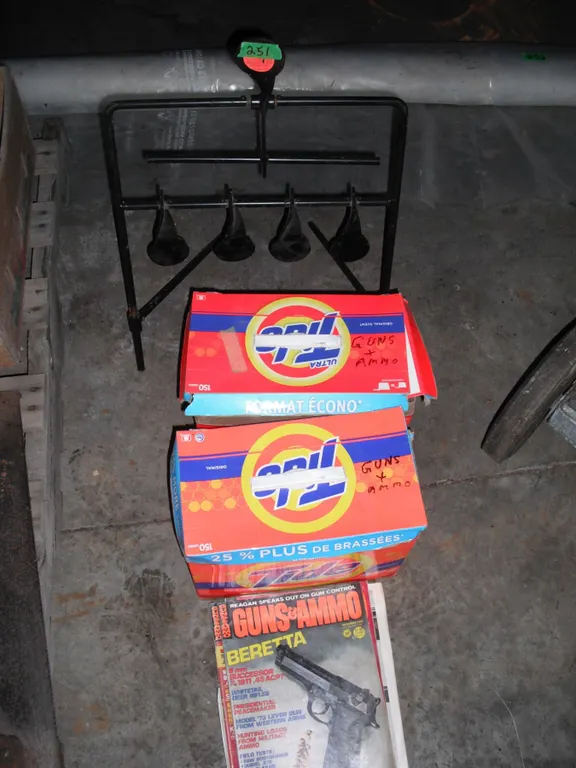 lot of gun magazine and metal swinging target