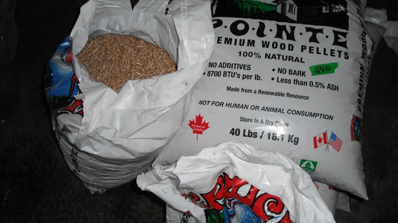 large lot of wooden stove pellets
